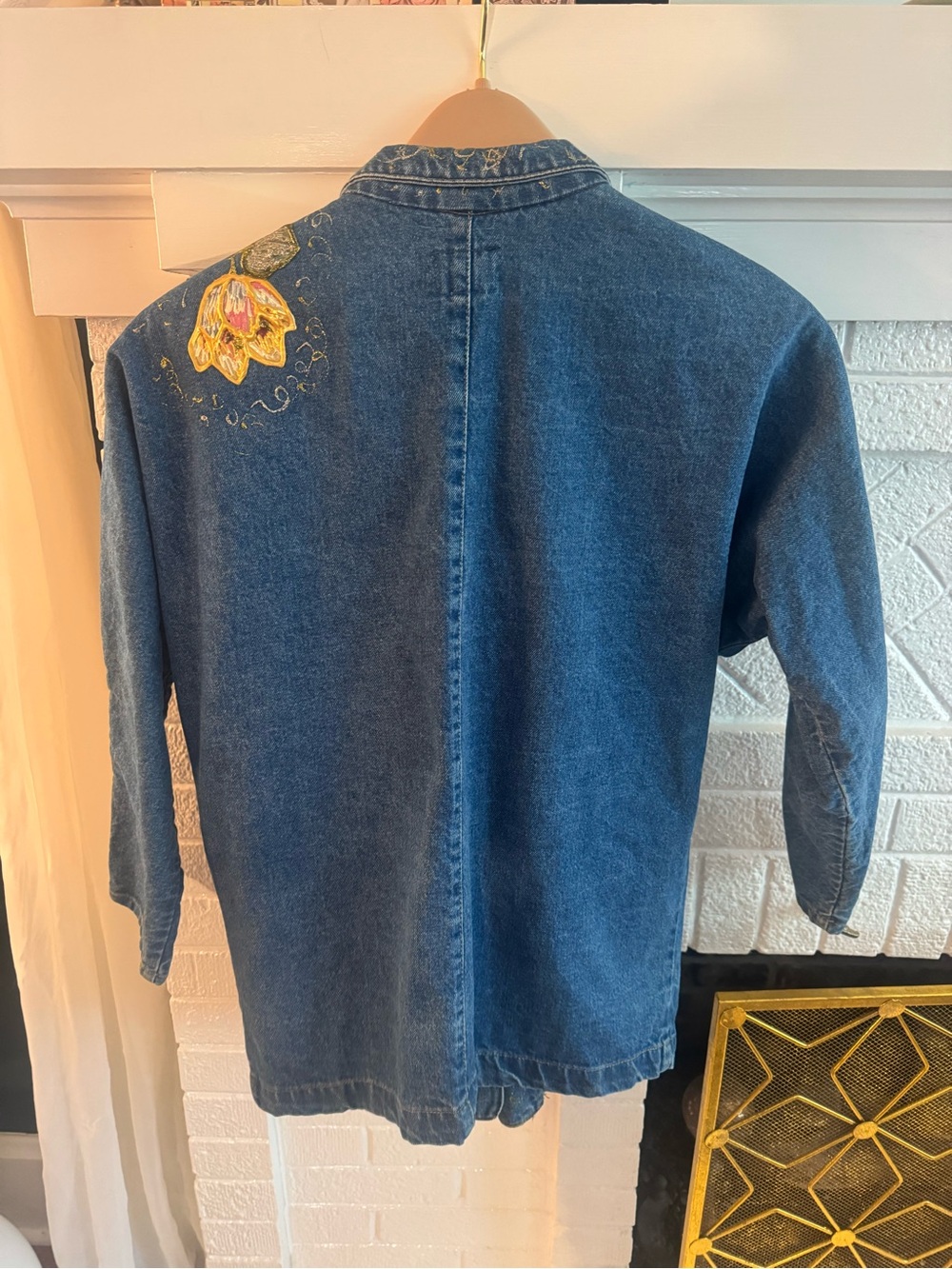 Vintage Sunbelt Custom Hand Puff Painted Floral Denim Jacket Wearable Art - Picture 6 of 17